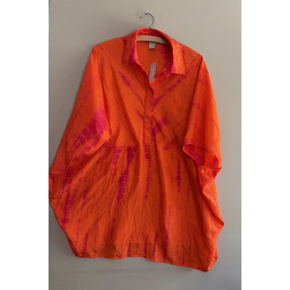 $159 NEW Chico’s Silk Old Money Mob Wife Tie Dye Envelope Sleeve Flowy Size S/M